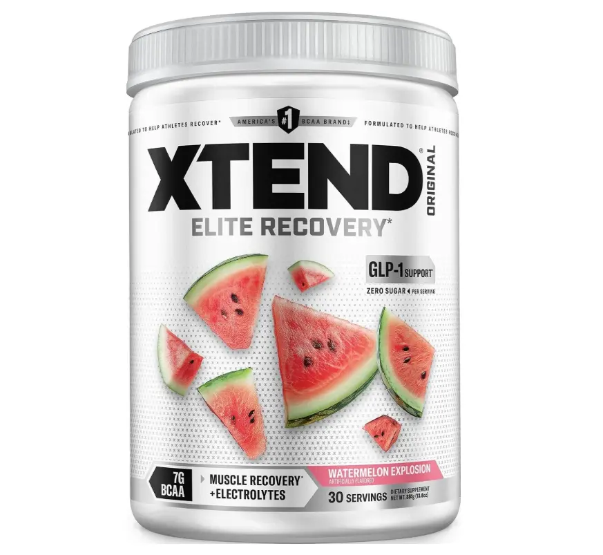 Xtend Original BCAA Powder with Zero Sugar, 7g BCAA, 30 Servings | Watermelon explosion flavor with Zero sugar and 7g BCAAs for muscle recovery, hydration and performance.