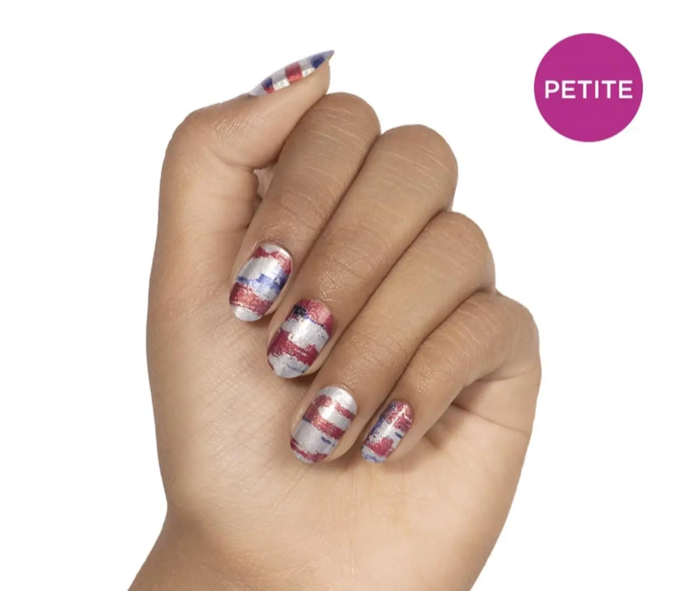 Petite 100% Real Polish Nail Strips, 16 Count - Long-Lasting, No Dry Time Nail Wraps for Unisex, Striped Design, No Variations, Manicures, Easy Apply, Unisex Nails