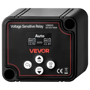 VEVOR Dual Battery Isolator, Summervibes,Summervibes, 12V 140 Amp, Manual and Automatic VSR Voltage Sensitive Relay with LCD Screen, Smart Battery Isolator for Lithium & Lead-Acid Batteries, for Car Truck RV UTV ATV Boat