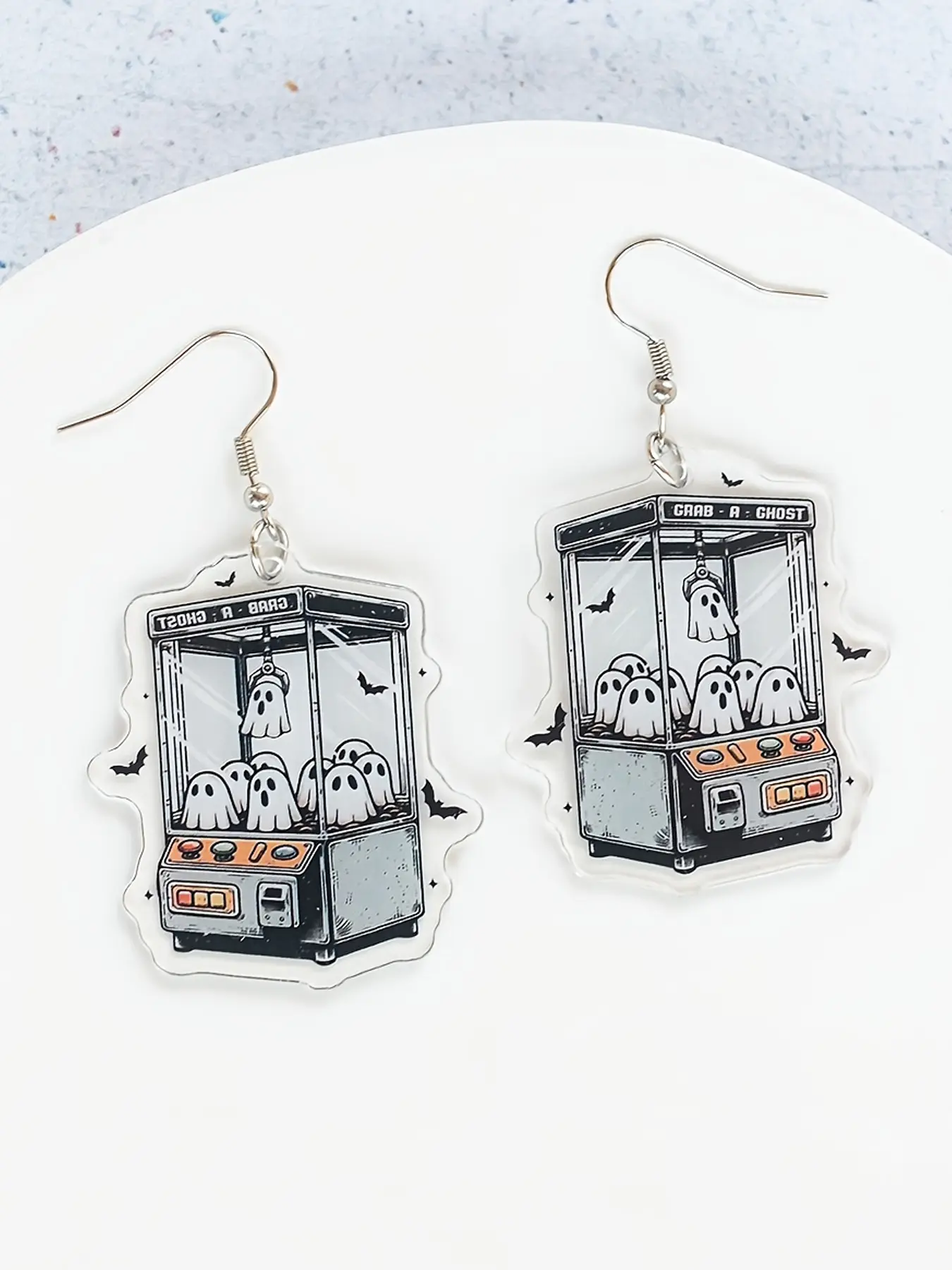 funny Earrings Christmas Acrylic Dangle Earrings, Chic Ghost Funny Lightweight Dangly Earrings, Perfect Halloween Gift for Girls and Women, Cute Fashionable Accessories for Any Occasion