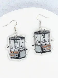 [funny Earrings] Christmas Acrylic Dangle Earrings, Chic Ghost Funny Lightweight Earrings, Perfect Halloween Gift for Girls and Women, Cute Fashion Accessories for Any Occasion