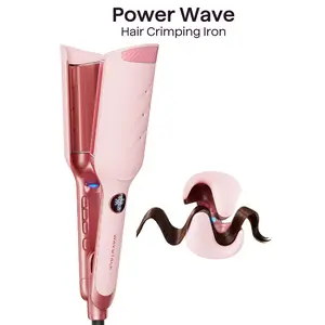 Wavytalk Power Wave Hair Crimper & Curling Wand for Beach Waves with Ionic Technology, Dual Voltage & Lightweight Design, Reducing Frizz & Damage, Perfect for Travel