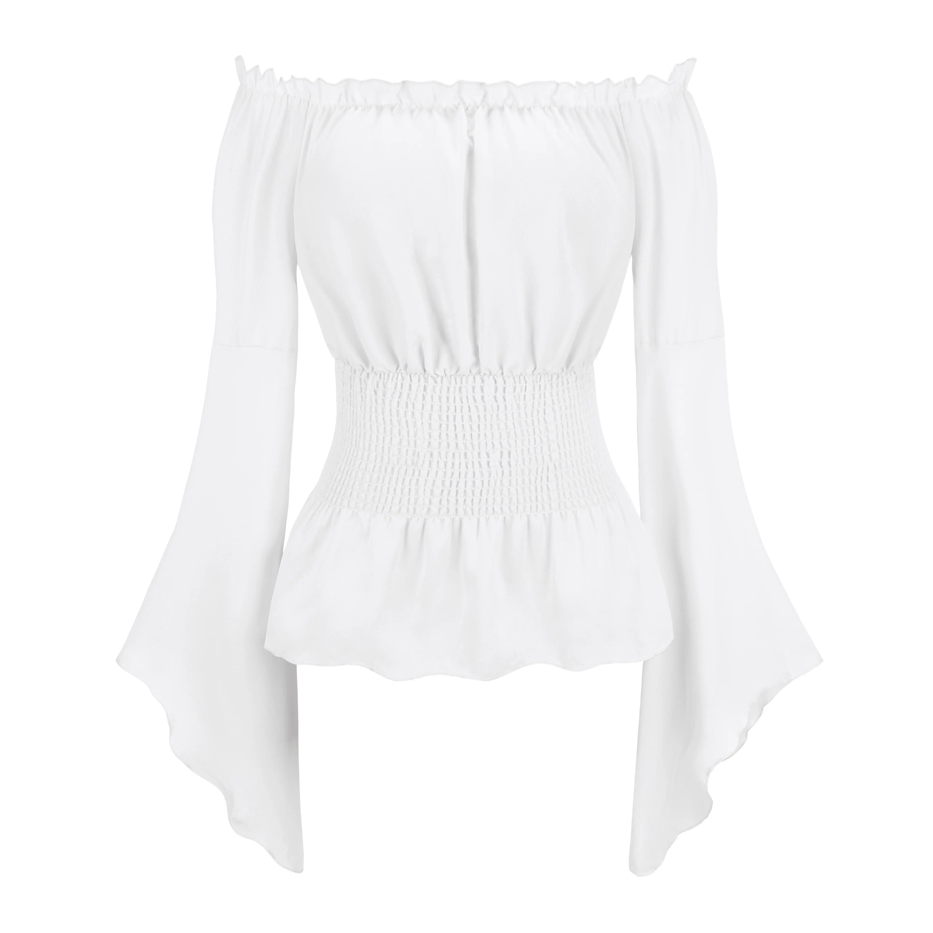 Renaissance Style Shirt with Sleeves and Peasant Top Medieval Victorian-Style Clothing Halloween Gothic Party Outfit Costumes Womenswear 6530-D1