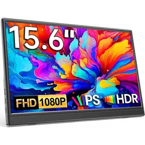 Portable Monitor 15.6" 1080P FHD IPS Display, Ultra-Slim USB-C Travel Monitor with Kickstand, Zero Bezel Screen Extender for Laptop, Mac, Phone, PS,, Gaming