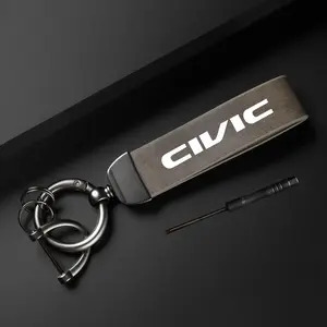 Car Keychain, PU Leather Car Keychain, Simple Design Car Interior Decoration Accessories for Honda Civic, Car Accessories, Car Key Accessory