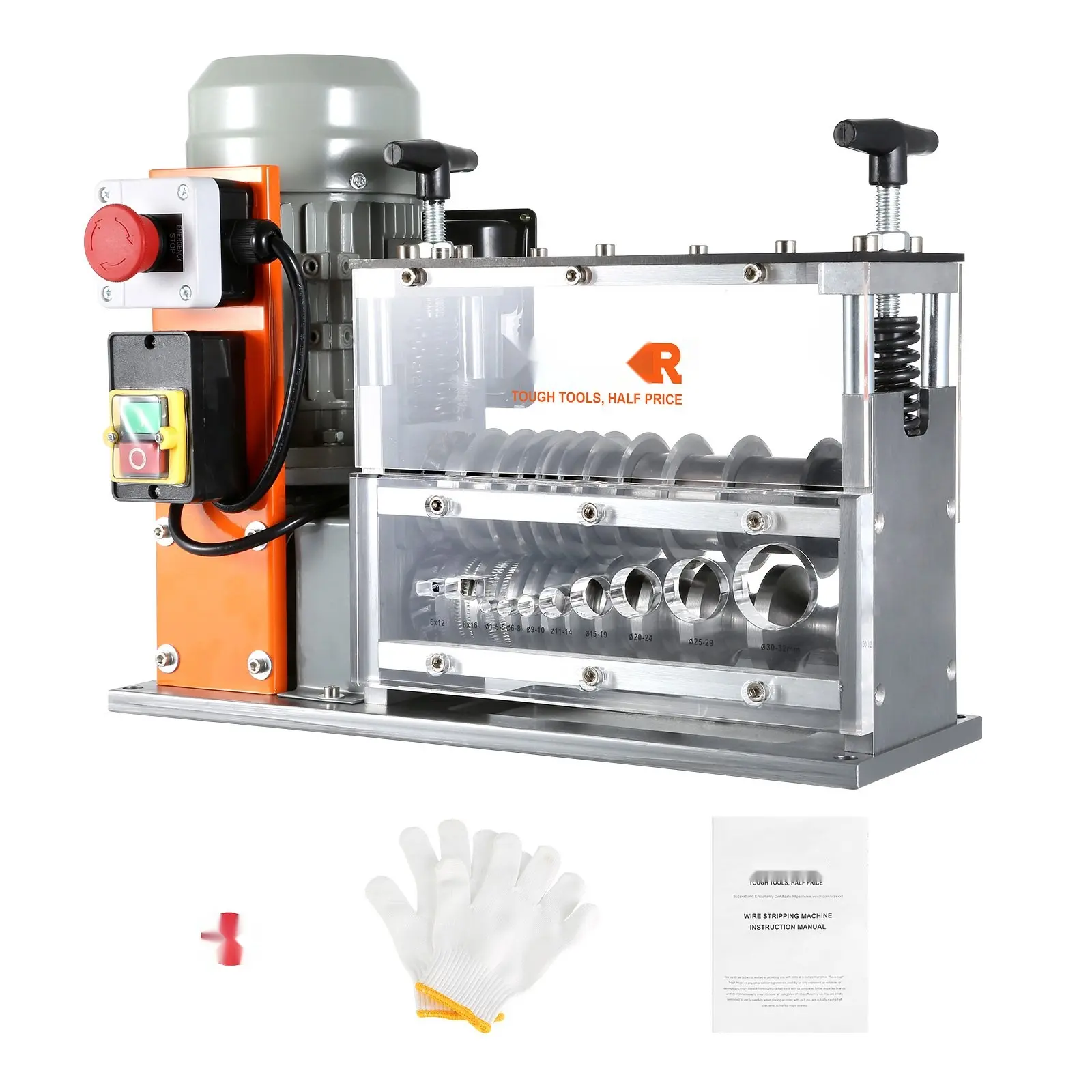 Automatic Wire Stripping Machine, 0.06''-1.26'' Electric Motorized Cable Stripper, 750 W, 98 Ft/Min Wire Peeler With Visible Stripping Depth Reference, 10 Channels For Scrap Copper Recycling
