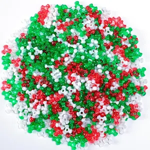 Christmas Tri Beads, 1200Pcs Christmas Tri Shaped Beads Red Green White Triangle Beads for Craft Wreath Candy Cane-Xmas Holiday Tree Decorations
