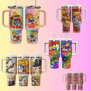 Strawberry Shortcake And Rainbow Brite Cartoon Custom Cup 40oz 20oz Tumbler With Handle, 80s, A perfect gift for family and friends