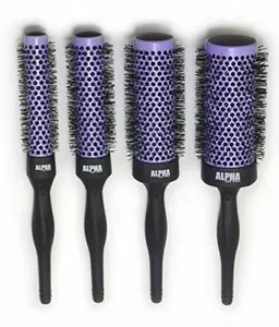 Nano Thermal ceramic Ionic Boar Bristle Professional Hair Brush 4pc Set (purple) By Alpha New York