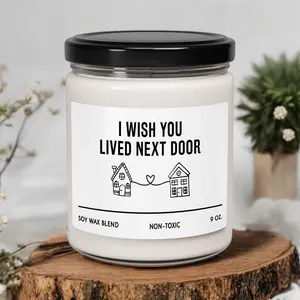 I Wish You Lived Next Door Candle, Long Distance Friendship Candle Gift, Best Friend Soy Candle, Friendship Long Distance Gift (OS-DNWYLN4)