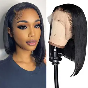 Bob Wig Human Hair 180% Density 13x4 HD Transparent Lace Front Wigs Human Hair Pre Plucked Short Bob Glueless Straight Wigs Human Hair for Women