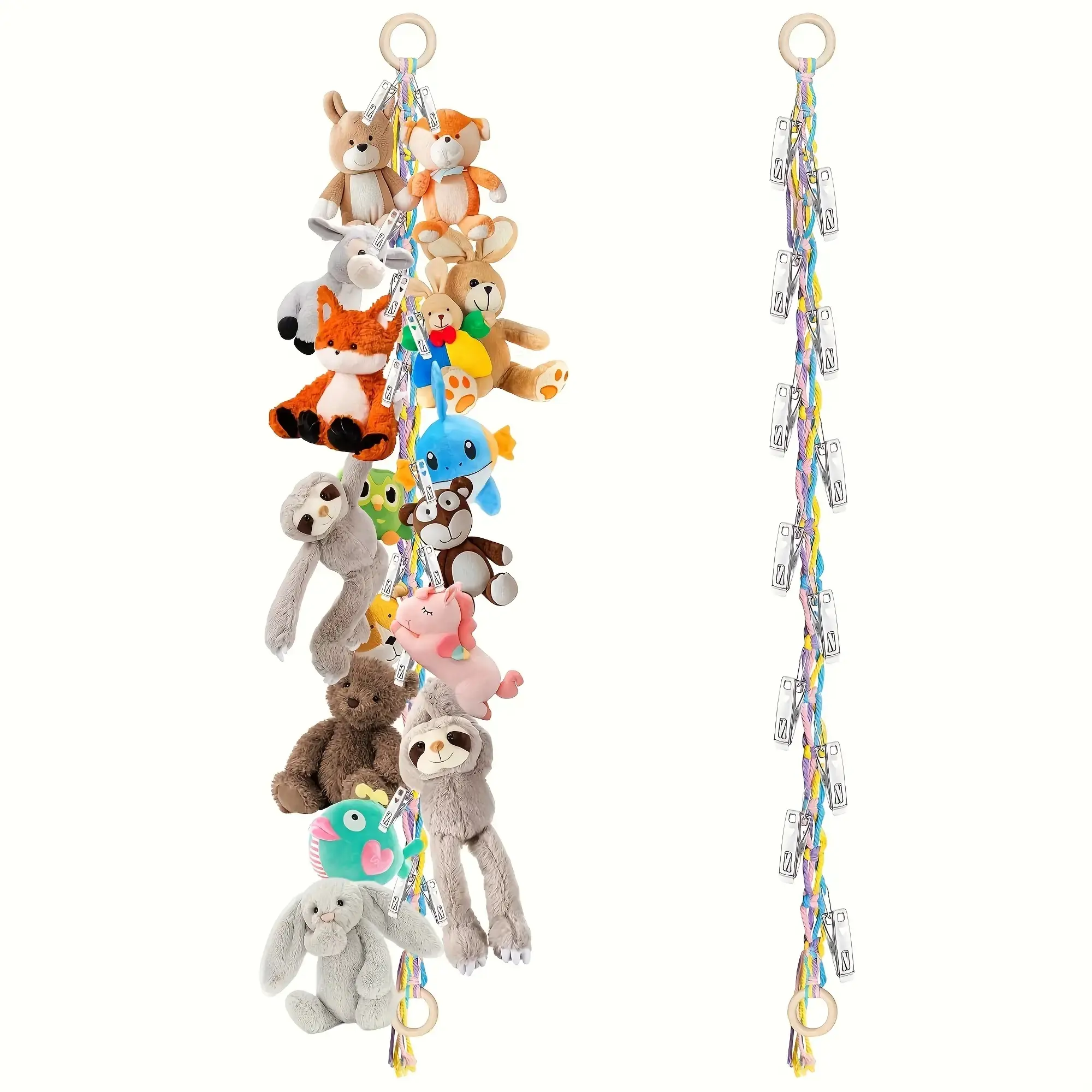 Hanging Stuffed Animal Storage Chain, 78.74 Inch Long with 18 Metal Clips, Ideal for Organizing & Displaying Toys, Hanging Decor, Wall Hanging Decor, Interior Decoration Accessories, Home Decor Items