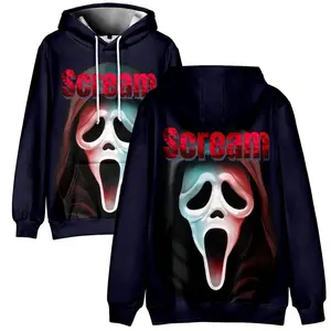 Ghostface Dark Vibe 3D Hoodie, Scream Horror Movie Kids & Adults Pullover, Woodsboro Slasher Graphic Sweatshirt, Unisex Spooky Streetwear 2026