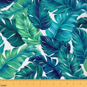 Tropical Outdoor Fabric,by The Yard,Summer Palm Leaf Upholstery Fabric,Green Botanical Branch Decorative Fabric for Home DIY Projects