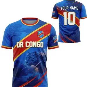 Personalized DR Congo Soccer Jersey, Custom Name Number Blue Sports Shirt TBE DPB