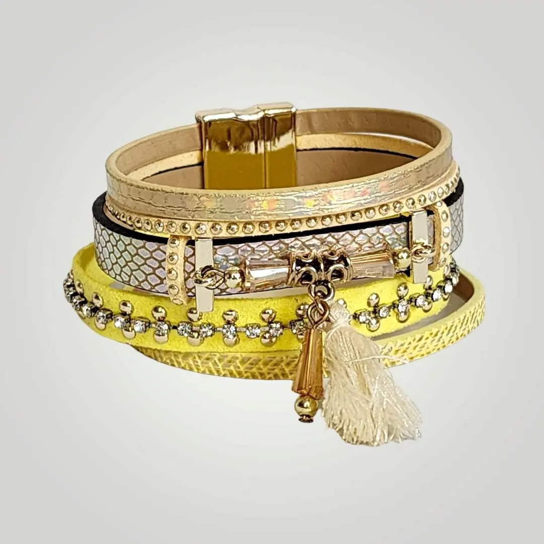 Sammie Jo Yellow Bohemian Fashion Bracelet ladder  cuff