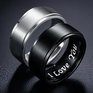 I LOVE YOU men and women couple eternal stainless steel hip-hop jewelry titanium steel ring does not fade suitable for parties y2k