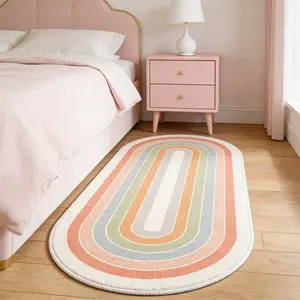 Colorful Striped Rug for Girls' Room Decor, Modern Simple Style Carpet, Soft Comfortable Plush Mat, Ideal for Living Room Bedroom Porch Bathroom, Soft Area Rug, Home Decorative Rug