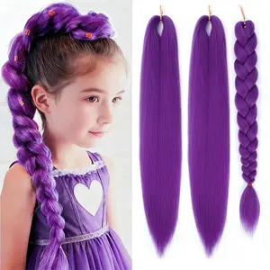 Purple Braiding Hair 26Inch 3 Packs Braiding Hair Pre Stretched for Twist or Box Braids Long Synthetic Crochet Braids for Stage Party Christmas Halloween Costume Cosplay