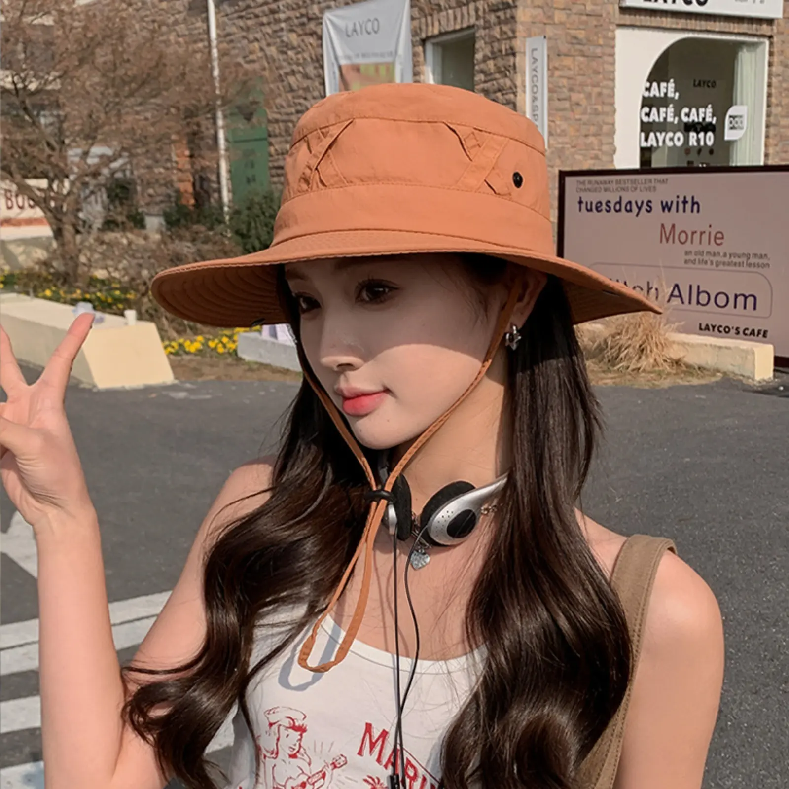 summer big brim sun hat spring and autumn outdoor mountaineering fishing hat female sunshade breathable bucket hat