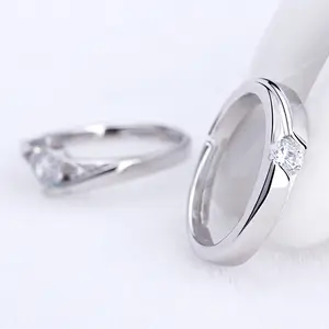 Couple Korean version of open love couple ring marriage men and women tenderness diamond ring silver-plated ring