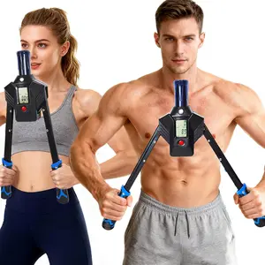 Hydraulic Power Twister Adjustable Resistance 22-440 lbs Digital Display, Foldable Arm Chest Exerciser for Women Men, No Snapback Safety, Portable  Gym Gear