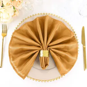 5 Pack Polyester 20"x20" Napkins Gold - Wrinkle Resistant & Easy Care Cloth Napkins for Special Occasions