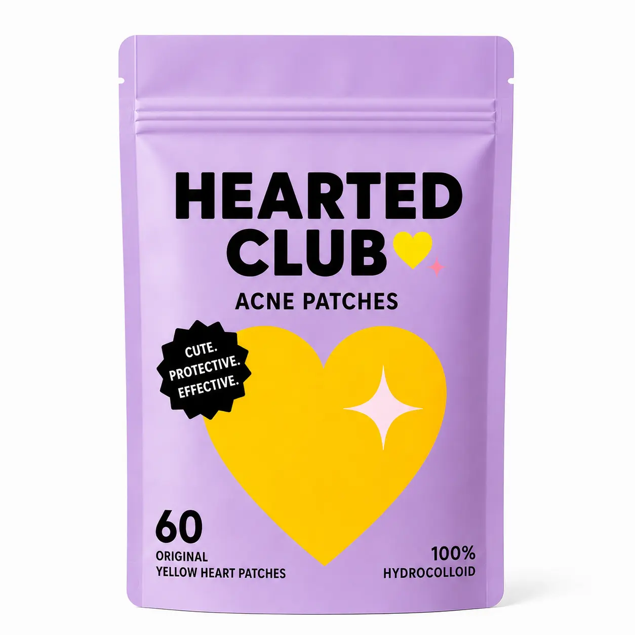 HEARTED CLUB Yellow Heart Hydrocolloid Patches (60 Count)