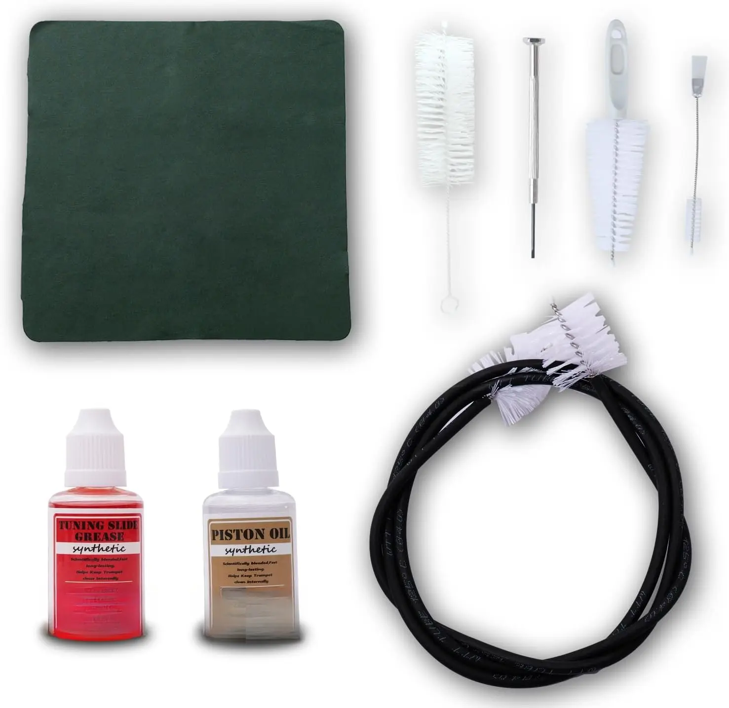 Trumpet(Cornet) Cleaning Care Kit: Valve Oil/ Oil, Tuning Slide  Oil, Snake Brush,  Brush, Mouthpiece Brush, Dust Brush, Cleaning Clothfor All Musicians or Students