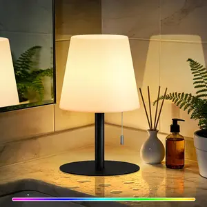 Waterproof 8 Colors Shower Lamp, Rechargeable Cordless Battery Operated Shower Light, Dimmable Portable LED Outdoor Table Lamps for Indoor Bathroom Home Patio (Black)