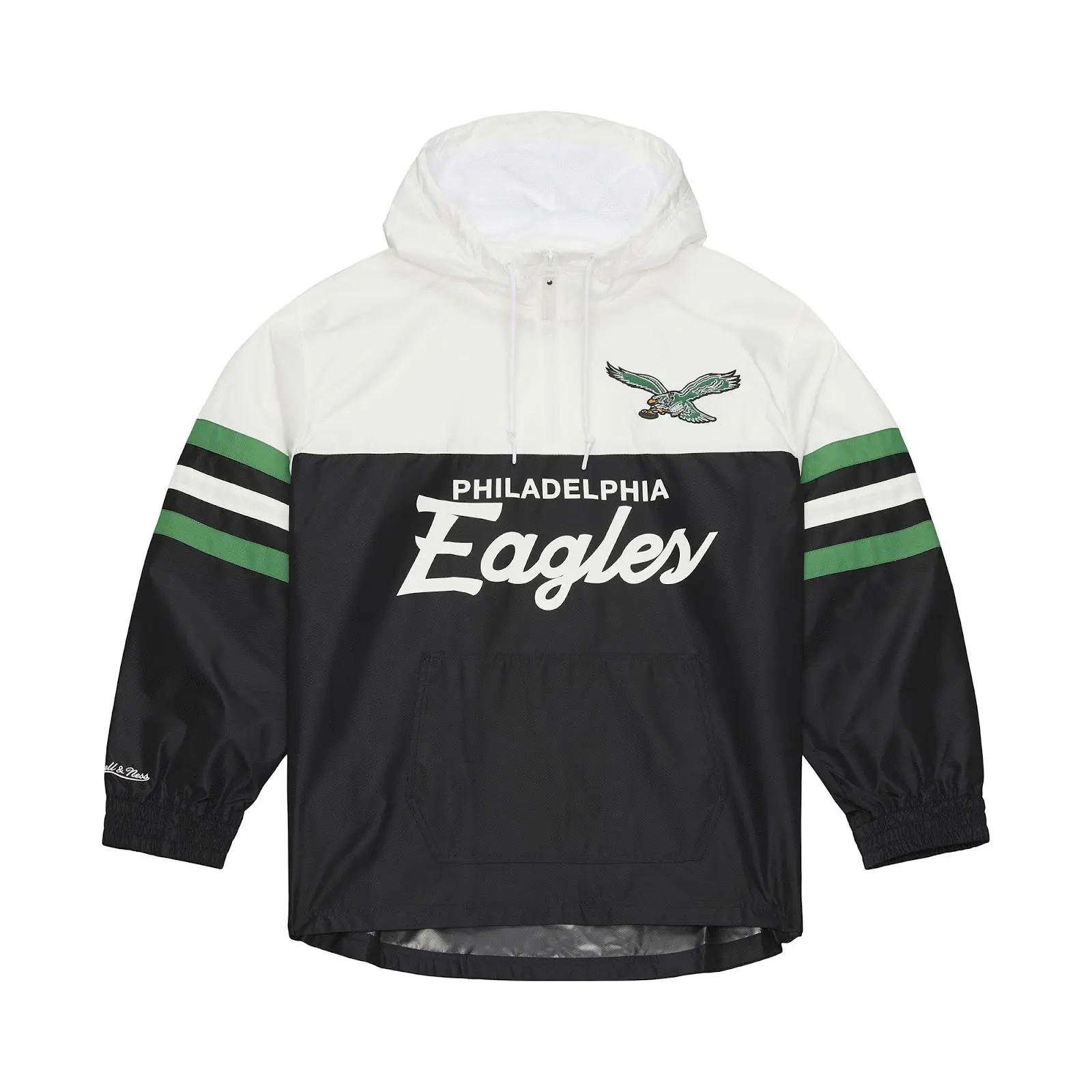 Philadelphia Eagles Black Head Coach Lightweight Anorak Quarter-Zip Windbreaker, NFL, Mitchell & Ness Throwback Philadelphia Eagles Black Head Coach Lightweight Anorak Quarter-Zip Windbreaker, NFL, Mitchell & Ness Throwback