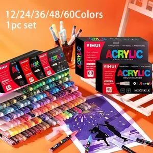 Acrylic Paint Pens Markers Set,Brush Tip Paint Markers For Rock Painting Wood Canvas Stone,Christmas Gift DIY Crafts Customizing my shoes/phone case, Diy Painting Supplies, Artist Supplies, Art Materials, Crafting Supplies