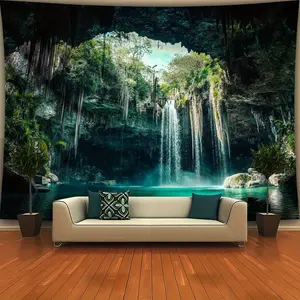 Lake Mountain Tapestry Natural Scenery Backdrop Landscape Theme Wall Hanging Photography Background Scenic Decor for Living Room Bedroom Indoor Outdoor Home Decoration