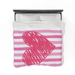 Plush Blanket Throw, Retro Valentines Heart Soft Quilt, Cute Love Bedcover for Women, Teacher Mom Decor, Heart Print Gift, Valentine's Day