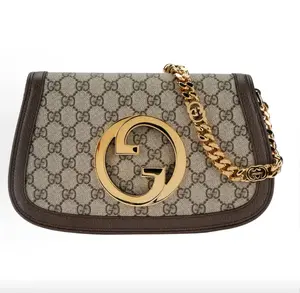 Pre-owned GUCCI Blondie Top Handle Shoulder Bag Interlocking G Gold Logo