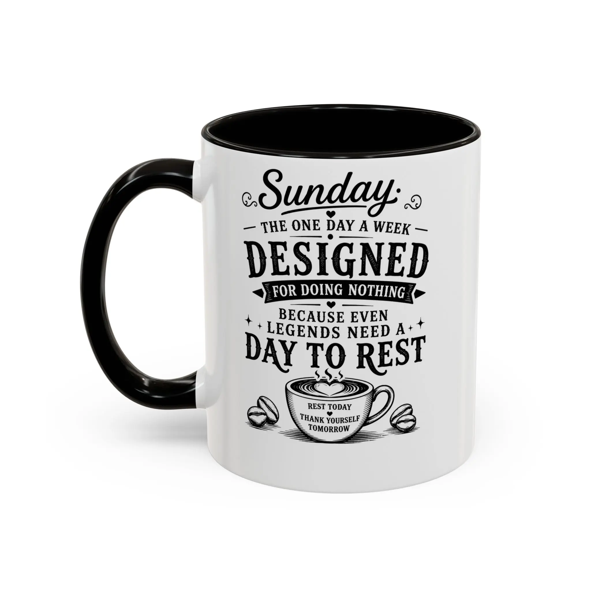 Ceramic Glossy Coffee Mug - Funny Sunday Peace Drinkware, Sarcastic Morning Cup for Coffee Lovers