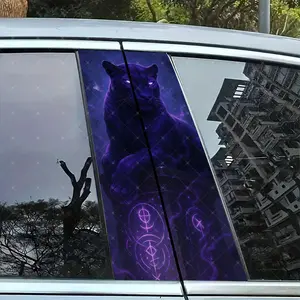 2pc Panther Symbol Vinyl Stickers, Car B Pillar Protection, Easy Peel Off, Sunproof Waterproof Scratch Resistant, All Models, Car Exterior Decor