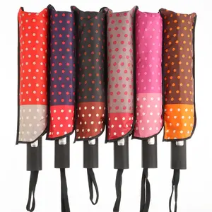 Vintage Polka Dot Folding Umbrella, Portable Rain and Sun Use, Suitable for Adults Students Commuting, Random Color Delivery