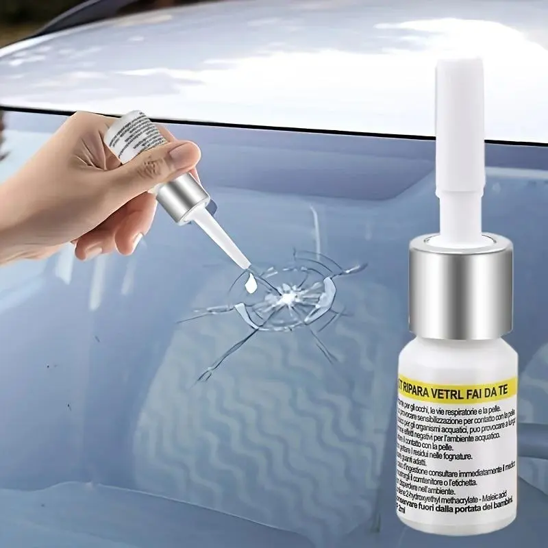 Glass Repair Kit with Nano Liquid for Filling Cracks, Chemical-Free ABS Material, Easy Application Quick Windshield Repair Auto Glass Repair Set, Glass Repair Fluid, Windshield Repair Kit