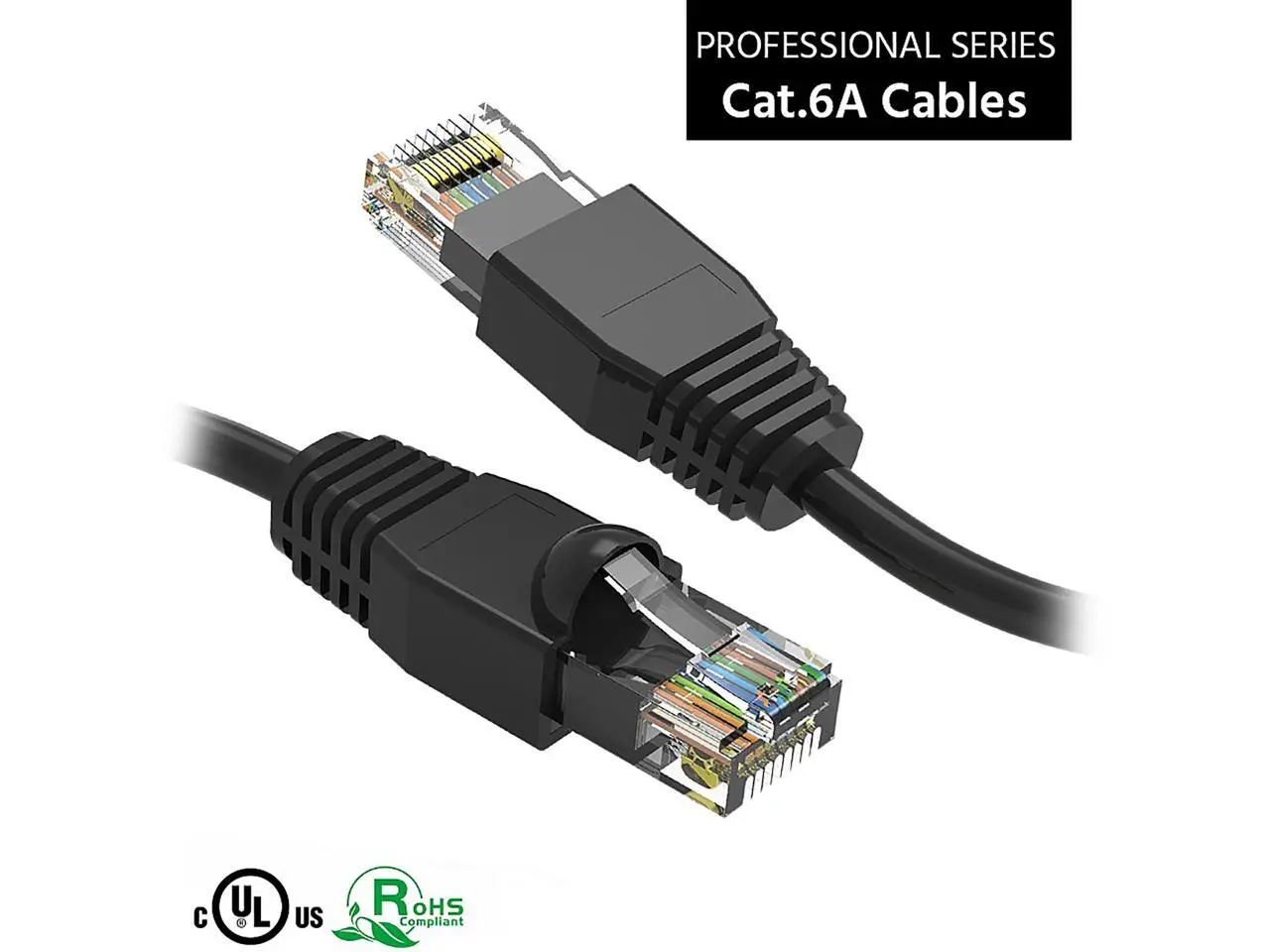 Nippon Labs 1Ft Cat6A UTP Ethernet Network Booted Cable,24AWG 1 Feet Gigabit LAN Network Cable RJ45 High Speed Patch Cable, Black,60CAT6A-1BK