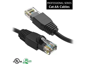 Nippon Labs 20Ft Cat6A UTP Ethernet Network Booted Cable, 24AWG 20 Feet Gigabit LAN Network Cable RJ45 High Speed Patch Cable, Black, 60CAT6A-20BK