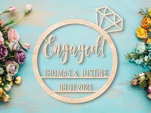 3D Engagement Couples Cutout - Laser Cut We're Engaged - Custom Sign - Engagement Photoshoot Prop - Wood Cutout - Engagement Announcemen