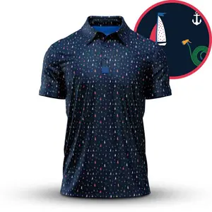 Boats and Hose Polo Shirt, Nautical Sailing Print Golf Polo, Men’s Summer Nautical Yacht Beach Golf Polo Gift For Him