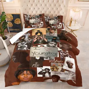 Youngboy Patterned Comforter Set, Soft And Durable Bedding Set, Includes 1 Comforter And 1 Or 2 Pillowcases, Everyday Holiday Birthday Gift Bedroom Decorations For Kids And Adults