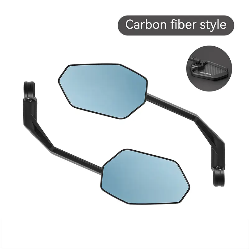 ROCKBROS Carbon-Fiber Look Handlebar Mount Bike Mirrors, HD Blast-Resistant 360-Degree Adjustable Rear View Ebike Accessories, Easy-Install Left and Right Set