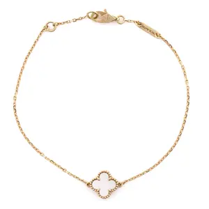 Pre-owned Van Cleef & Arpels Sweet Alhambra Bracelet 18K Yellow Gold and Mother of Pearl by Rebag