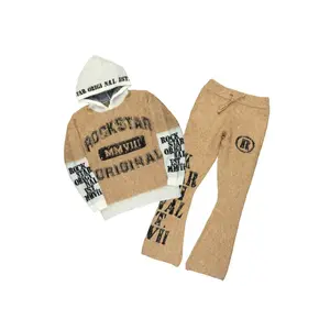 Steri Beige Mohair Hoodie Stacked Flare Track Set