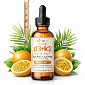 Vitamin D3 & K2 Drops: 5,000 IU Vitamin D + 200 mcg K2 (MK-7) | Bone, Immune, & Heart Health Supplement* | Sugar-Free Golden Passion Fruit Flavor | Non-GMO, Gluten-Free