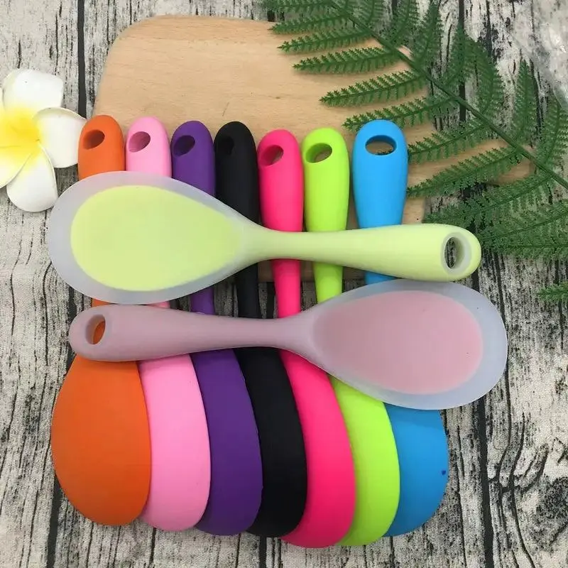 Heat-Resistant Silicone Rice Spoon, Multi-Functional Kitchen Spoon, Silicone Stirring Spoon, Salad Spoon, Food-Grade Anti-Scald High-Temperature Rice Spoon, Non-Damaging Inner Pot Rice Serving Spoon Silicone Kitchen Utensils