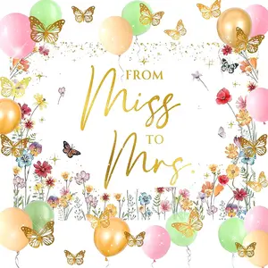 Wildflower Miss-To-Mrs Bridal Shower Decorations Kit - Floral Arch, Multicolored, Festive, Statement Banner Balloons, Spring Floral Backdrop, Love Is In Bloom Party Supplies (For Bachelorette Events), Floral Arch Balloons